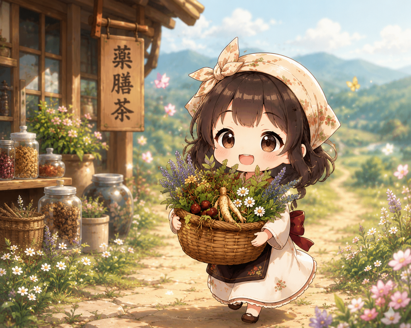 食材を持った女の子